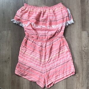 NWT Strapless frayed trim boho festival party romper xs
